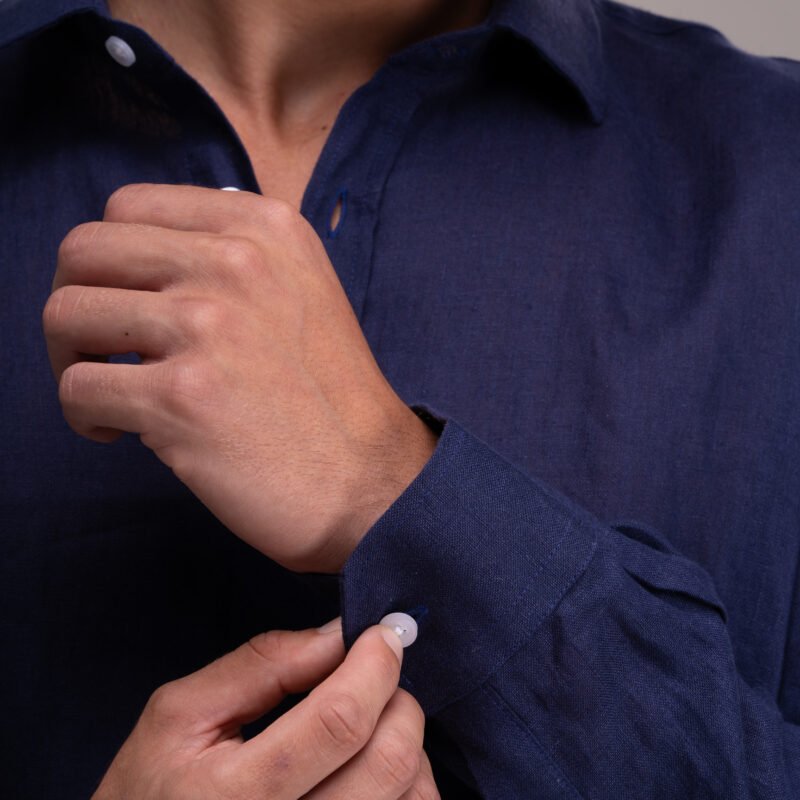 Camisa Linho Azul Marinho MD'MOR — Linho Egípcio Premium Unissex