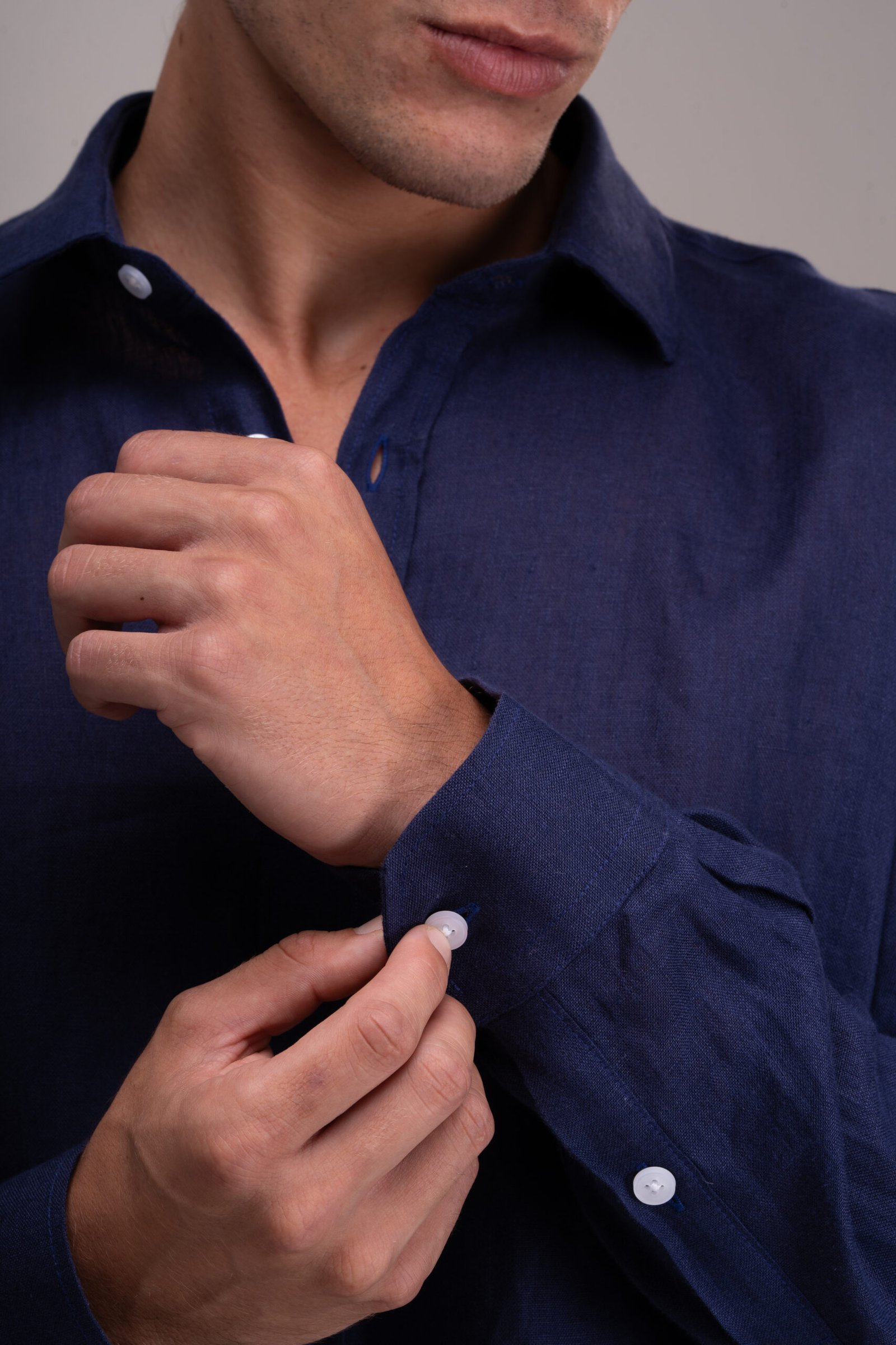 Camisa Linho Azul Marinho MD'MOR — Linho Egípcio Premium Unissex