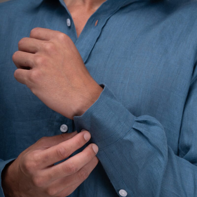 Camisa Linho Azul Real MD'MOR — Linho Egípcio Premium Unissex