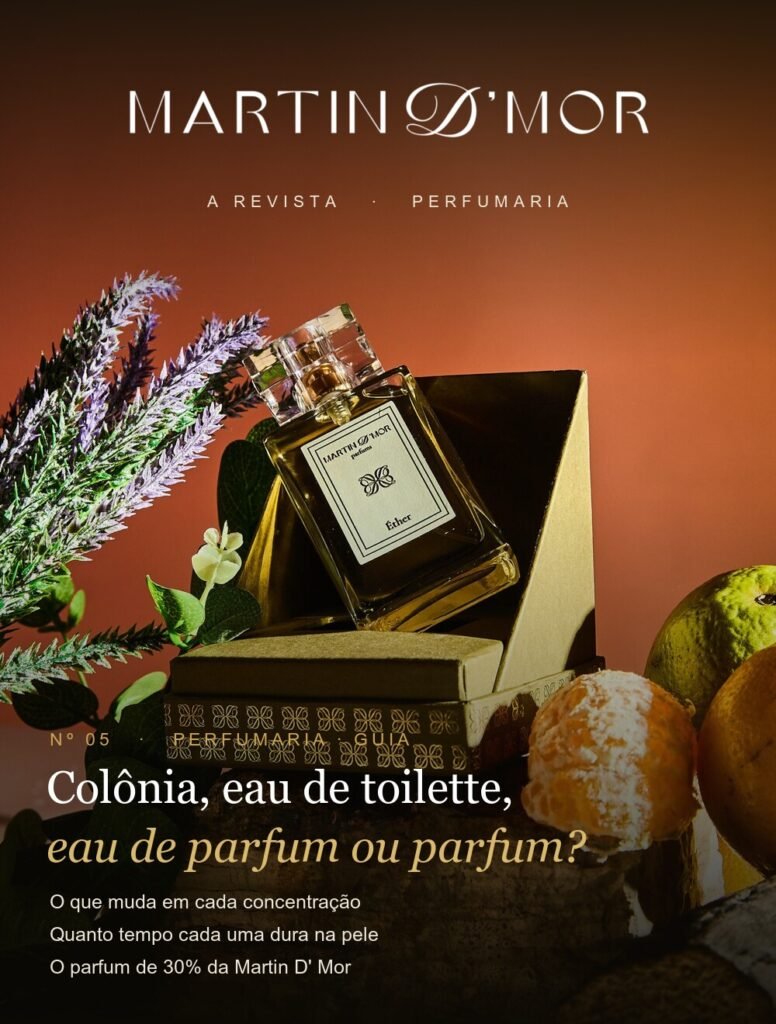 Capa da Revista Martin D' Mor Nº 05 — Concentração de perfume: colônia, eau de toilette, eau de parfum e parfum
