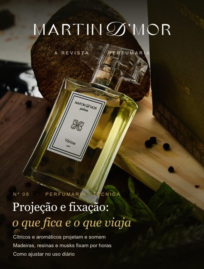 Capa da Revista Martin D' Mor Nº 08 — Projeção e fixação: quais ingredientes projetam e quais fixam na pele